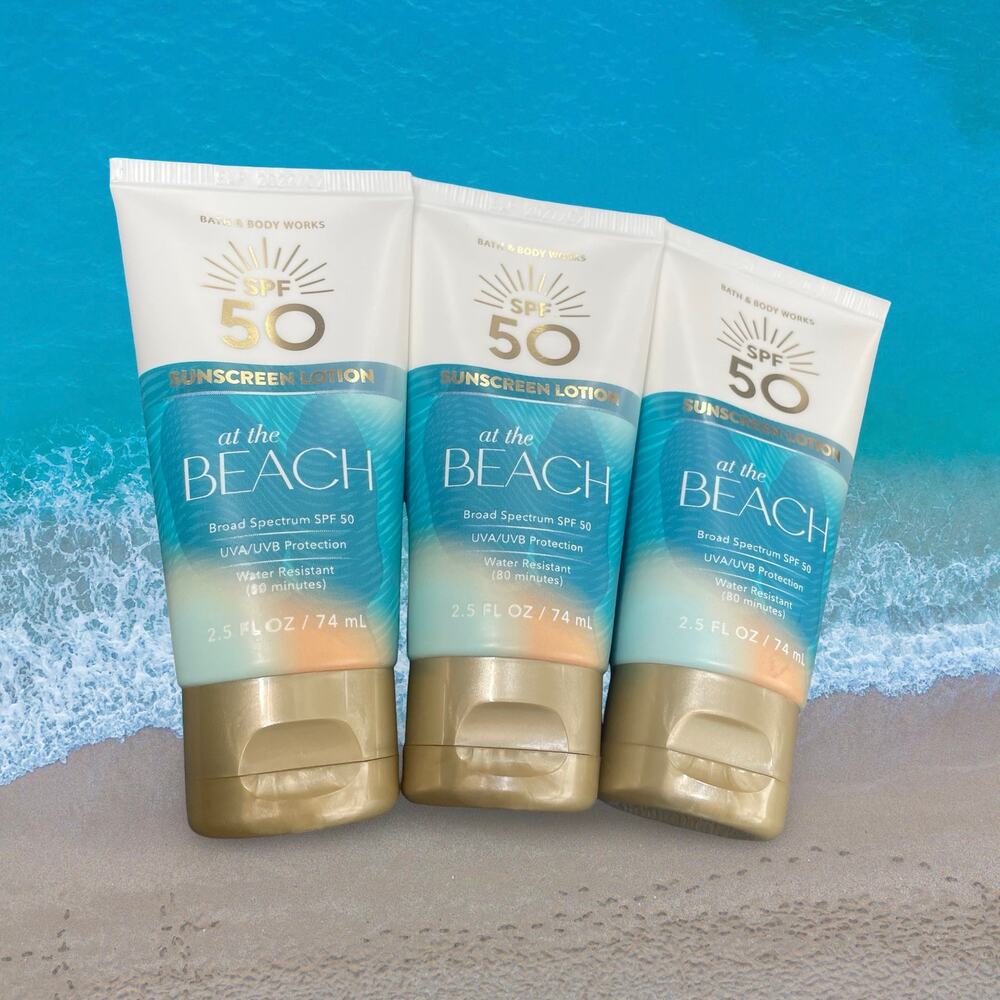 Bath & Body Works At The Beach Sunscreen Lotion SPF 50 2.5 oz Travel Lot of 3